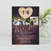 Faire-part de mariage rustique avec un collage de  (Debout devant)