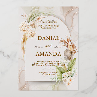 Faire-part de mariage rustique beige | Minimaliste
