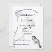Faire-part de mariage rustique blanc, gris et oise (Devant)