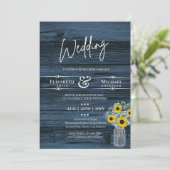 Faire-part de mariage rustique bleu jaune tourneso (Debout devant)