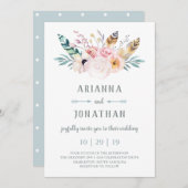 Faire-part de mariage rustique Boho (Devant / Derrière)