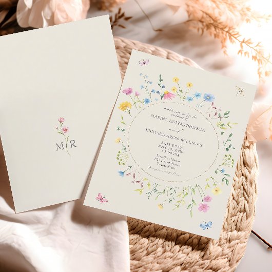 Faire-part de mariage rustique boho avec fleurs sa
