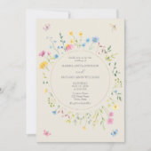 Faire-part de mariage rustique boho avec fleurs sa (Devant)