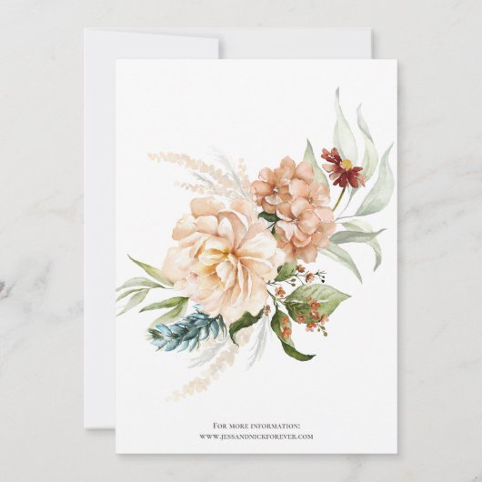 Faire-part de mariage Rustique Boho Fall Flowers (Dos)