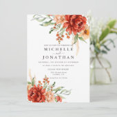 Faire-part de mariage Rustique Boho Fall Flowers (Debout devant)