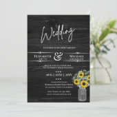 Faire-part de mariage rustique BUDGET Tournesol no (Debout devant)