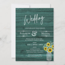 Faire-part de mariage rustique BUDGET Tournesol ve