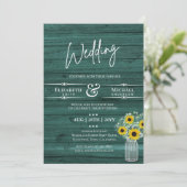 Faire-part de mariage rustique BUDGET vert jaune t (Debout devant)