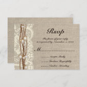 Faire-part de mariage Rustique Burlap Twine Pearls (Devant / Derrière)