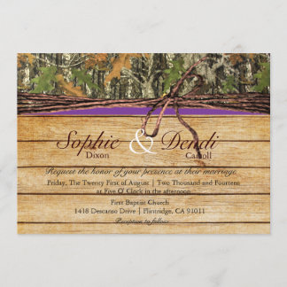 Faire-part de mariage rustique Camo Wood