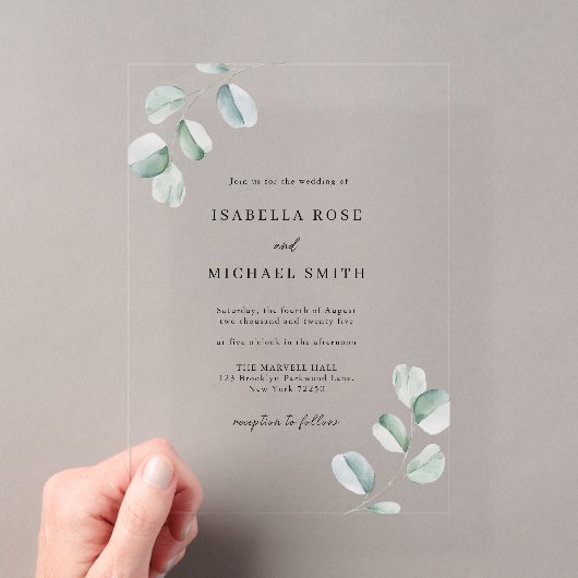 Faire-part de mariage rustique chic eucalyptus (In situ (ordinateur de poche))