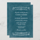 Faire-part de mariage rustique chic - Turquoise (Devant / Derrière)