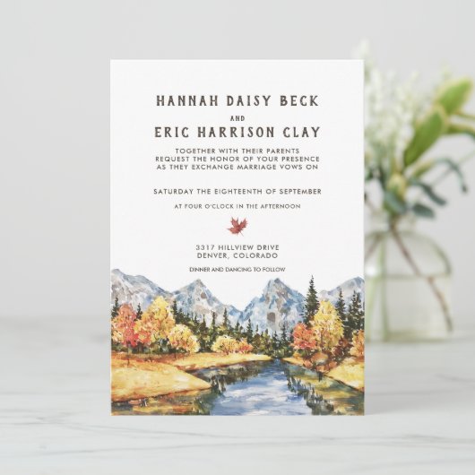 Faire-part de mariage Rustique d'automne (Debout devant)