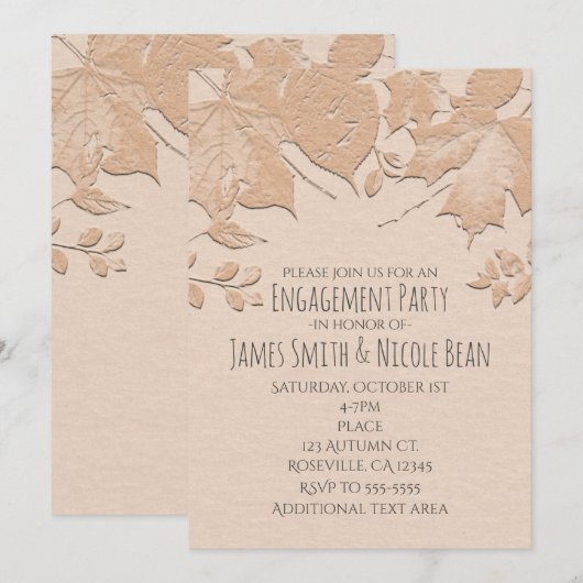 Faire-part de mariage rustique d'automne aux feuil (Devant / Derrière)