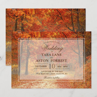 Faire-part de mariage rustique d'automne d'arbre
