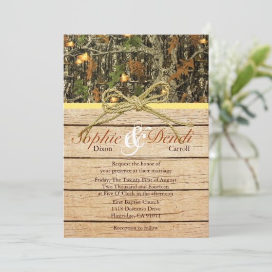 Faire-part de mariage rustique de Camo (Debout devant)
