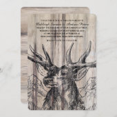 Faire-part de mariage rustique de cerfs communs en (Devant / Derrière)