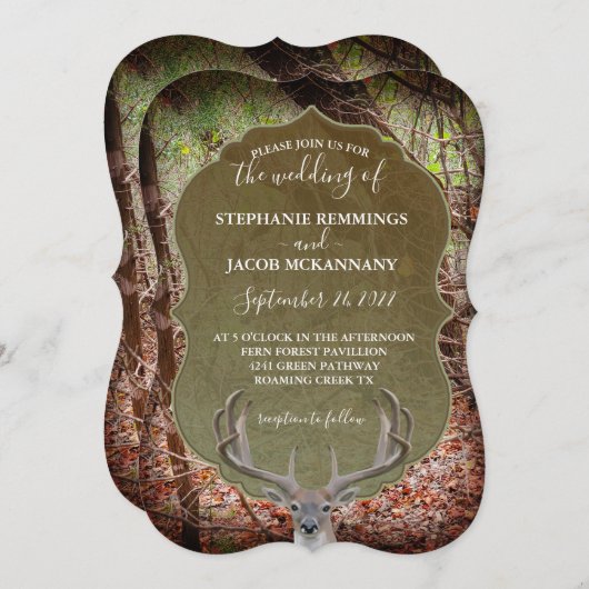 Faire-part de mariage rustique de chasse aux cerfs (Devant / Derrière)