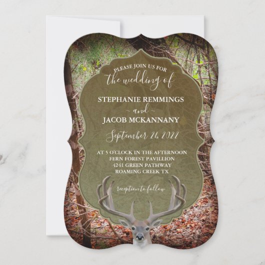 Faire-part de mariage rustique de chasse aux cerfs (Devant)