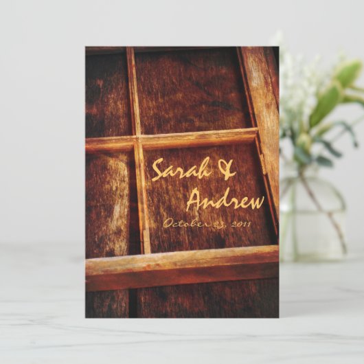 Faire-part de mariage rustique de châssis de (Debout devant)