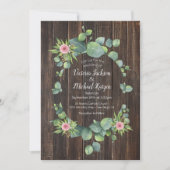 Faire-part de mariage rustique de couronne d'eucal (Devant)