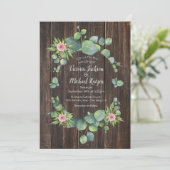 Faire-part de mariage rustique de couronne d'eucal (Debout devant)