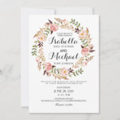 Faire-part de mariage rustique de couronne florale (Devant)