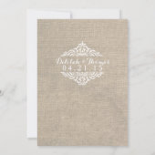 Faire-part de mariage rustique de cru de damassé (Dos)