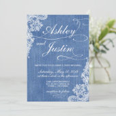 Faire-part de mariage rustique de denim et de (Debout devant)