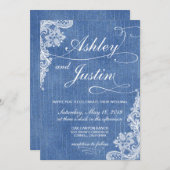 Faire-part de mariage rustique de denim et de (Devant / Derrière)