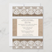 Faire-part de mariage rustique de dentelle de (Dos)