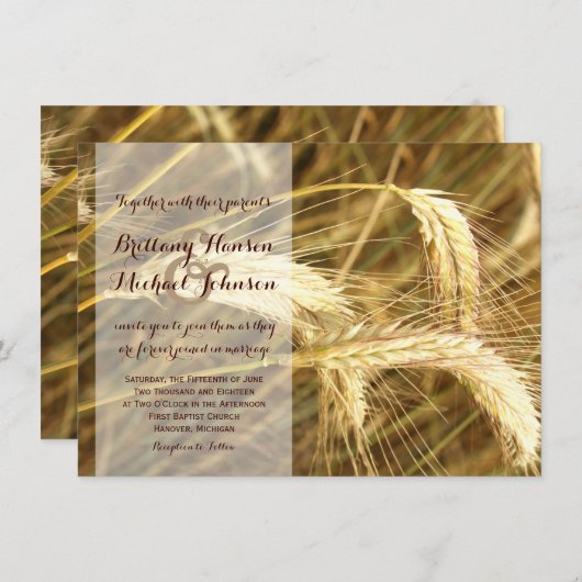 Faire-part de mariage rustique de ferme de champ (Devant / Derrière)