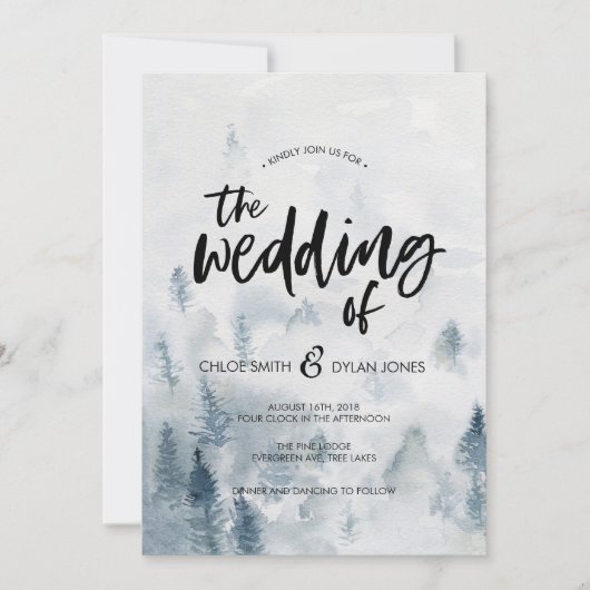 Faire-part de mariage rustique de la forêt d'aquar (Devant)