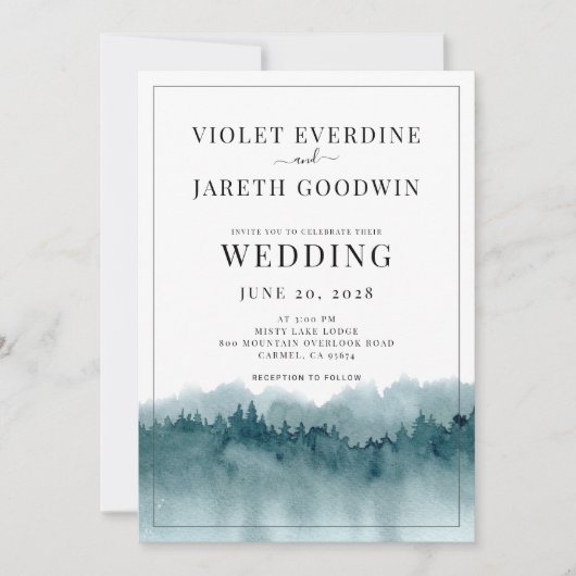 Faire-part de mariage rustique de la forêt d'aquar (Devant)