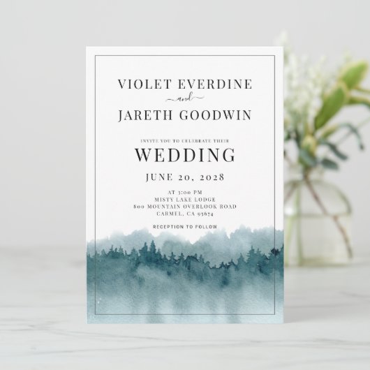 Faire-part de mariage rustique de la forêt d'aquar (Debout devant)