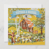 Faire-part de mariage rustique de la grange de boi (Devant)