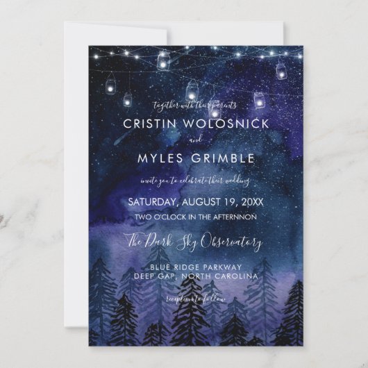Faire-part de mariage rustique de la nuit Sky Fore (Devant)