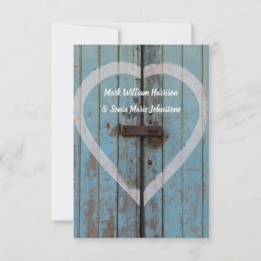Faire-part de mariage rustique de la porte de la b (Devant)