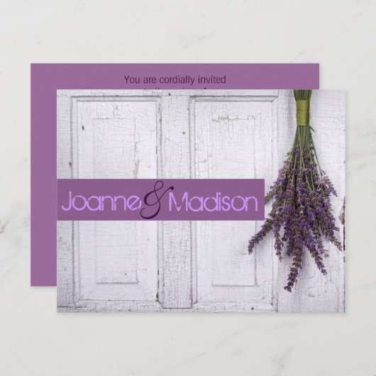 faire-part de mariage rustique de lavande (Devant / Derrière)