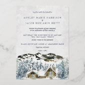 Faire-part de mariage rustique de montagne d'hiver (Recto)