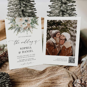 Faire-part de mariage rustique de Pinecone d'hiver