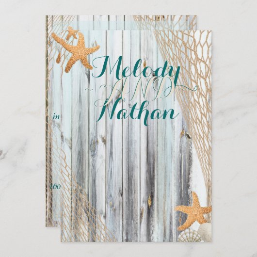 Faire-part de mariage Rustique de poisson-Starfish (Devant / Derrière)