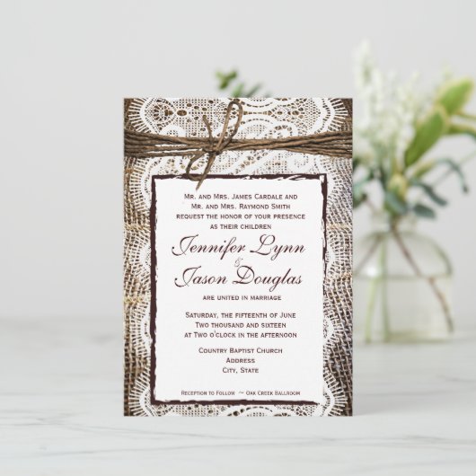 Faire-part de mariage rustique de regard de (Debout devant)