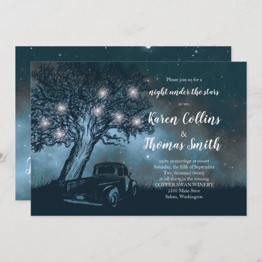 Faire-part de mariage rustique de Stargazing (Devant / Derrière)