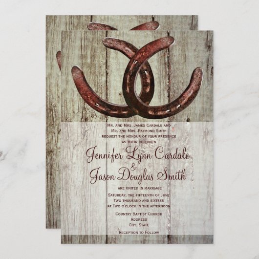 Faire-part de mariage rustique de style campagnard (Devant / Derrière)
