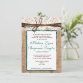 Faire-part de mariage rustique de Teal de dentelle (Debout devant)