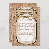 Faire-part de mariage rustique de toile de jute de (Devant / Derrière)