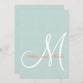 Faire-part de mariage rustique de toile vert en (Devant / Derrière)