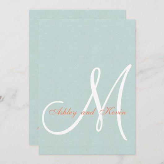 Faire-part de mariage rustique de toile vert en (Devant / Derrière)