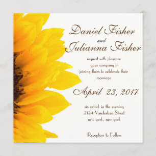 Faire-part de mariage rustique de tournesol